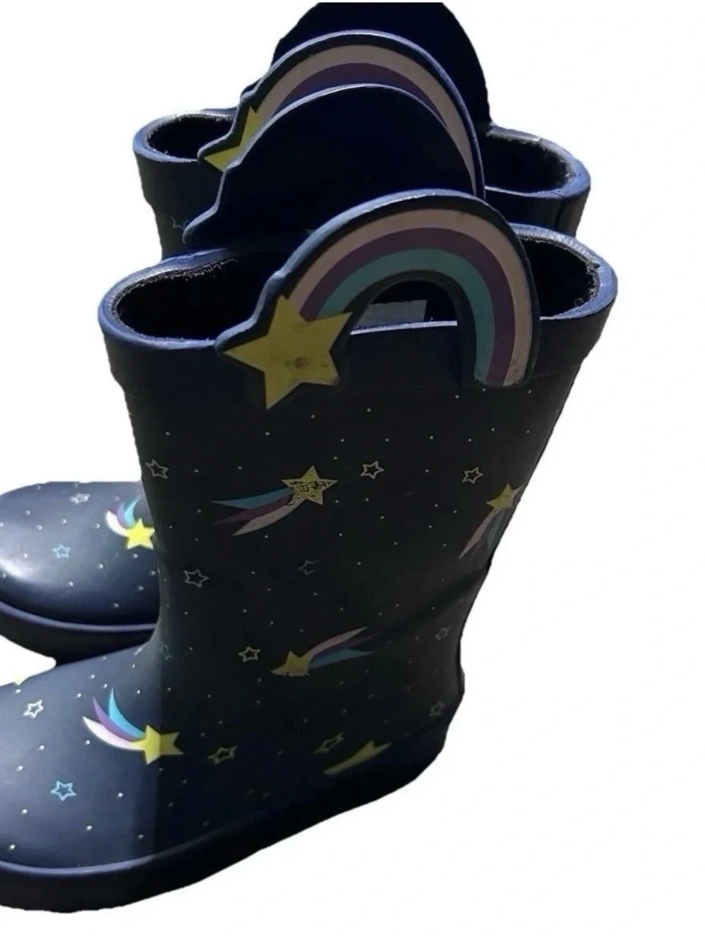 Toddler Girl Navy Blue Rain Boots With Shooting Stars Size 7